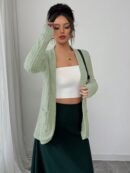 Chaqueta de Terciopelo Acanalada Casual con Bolsillos