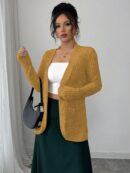 Chaqueta de Terciopelo Acanalada Casual con Bolsillos