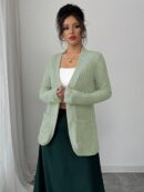 Chaqueta de Terciopelo Acanalada Casual con Bolsillos