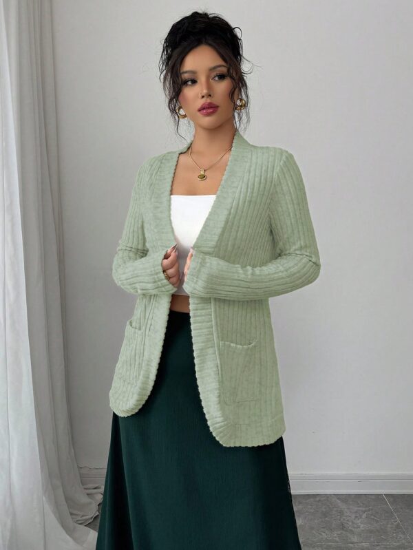 Chaqueta de Terciopelo Acanalada Casual con Bolsillos - Image 32