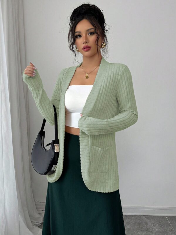 Chaqueta de Terciopelo Acanalada Casual con Bolsillos - Image 33