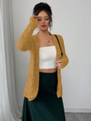 Chaqueta de Terciopelo Acanalada Casual con Bolsillos