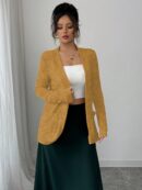Chaqueta de Terciopelo Acanalada Casual con Bolsillos