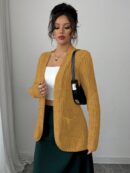 Chaqueta de Terciopelo Acanalada Casual con Bolsillos