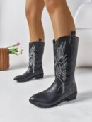 Botas de Tacón Alto Bordadas Elegantes para Mujer