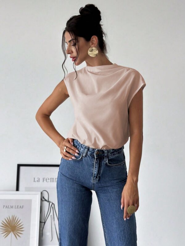 Blusa Elegante Asimétrica con Cuello Mao y Pliegues - Image 17