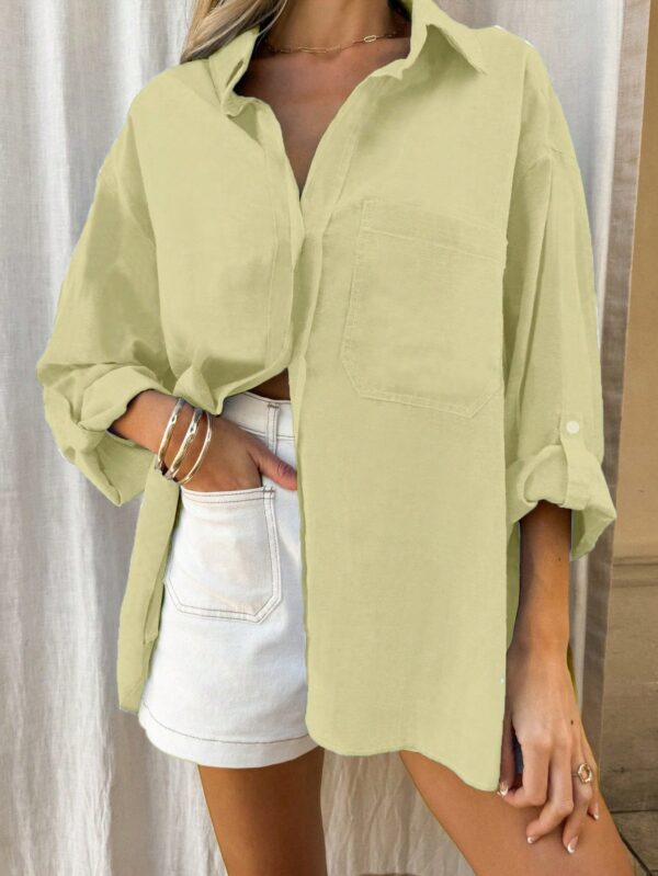 Blusa Casual a Rayas con Botones y Manga Larga - Image 24