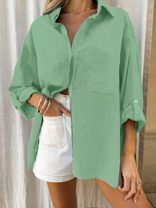 Blusa Casual a Rayas con Botones y Manga Larga - Image 27