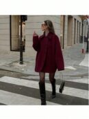 Abrigo de Punto Corto y Sobredimensionado para Otoño/Invierno