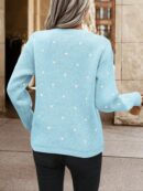 Sweater Puntilla Lunares, Manga Larga y Hombros Caídos