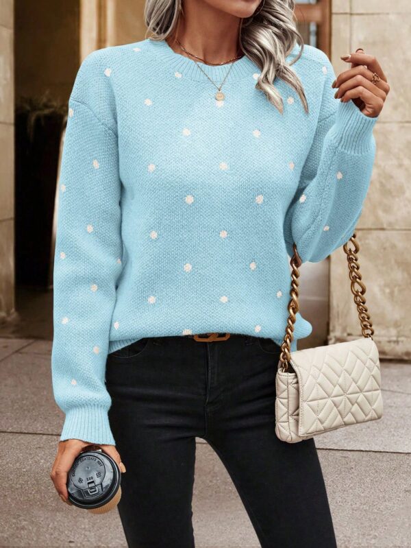 Sweater Puntilla Lunares, Manga Larga y Hombros Caídos - Image 27