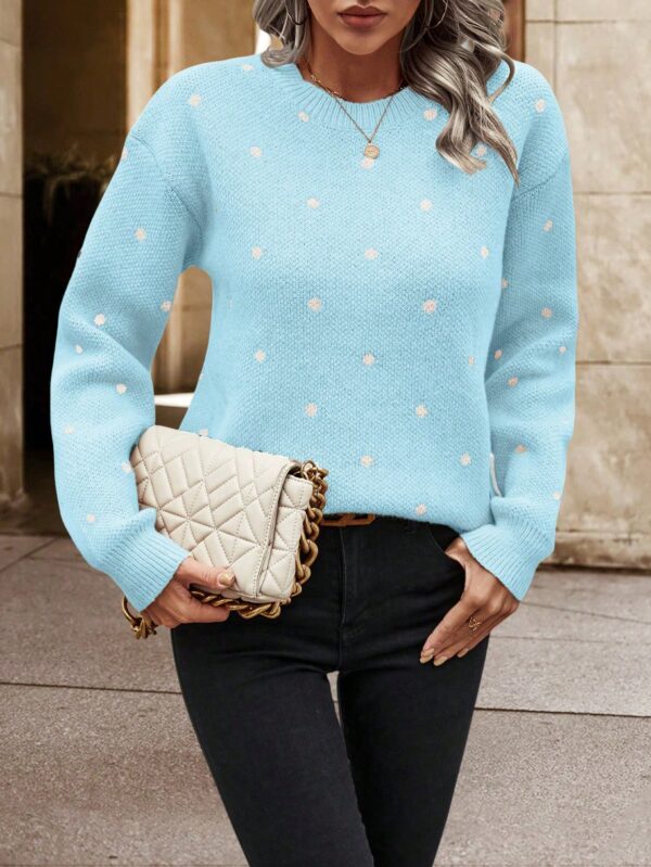 Sweater Puntilla Lunares, Manga Larga y Hombros Caídos - Image 28