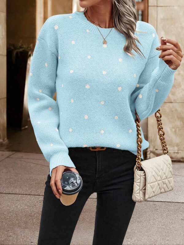 Sweater Puntilla Lunares, Manga Larga y Hombros Caídos - Image 29