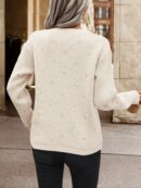 Sweater Puntilla Lunares, Manga Larga y Hombros Caídos
