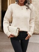 Sweater Puntilla Lunares, Manga Larga y Hombros Caídos
