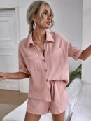 Conjunto Casual de Camisa y Shorts con Bolsillos