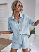 Conjunto Casual de Camisa y Shorts con Bolsillos