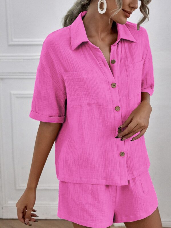 Conjunto Casual de Camisa y Shorts con Bolsillos - Image 9