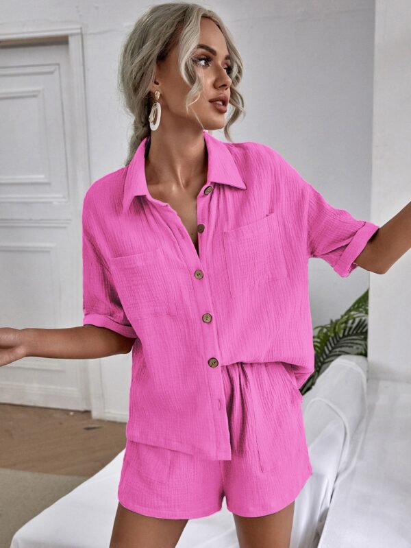 Conjunto Casual de Camisa y Shorts con Bolsillos - Image 6