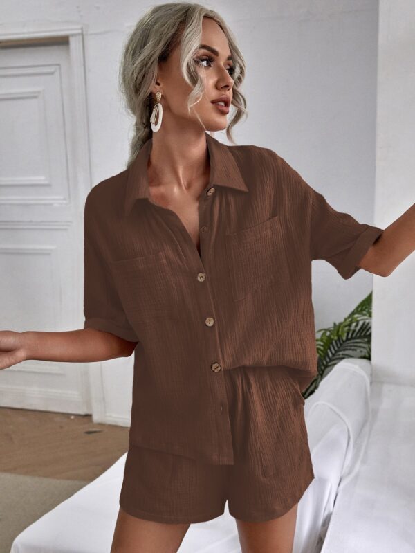 Conjunto Casual de Camisa y Shorts con Bolsillos