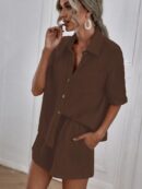 Conjunto Casual de Camisa y Shorts con Bolsillos