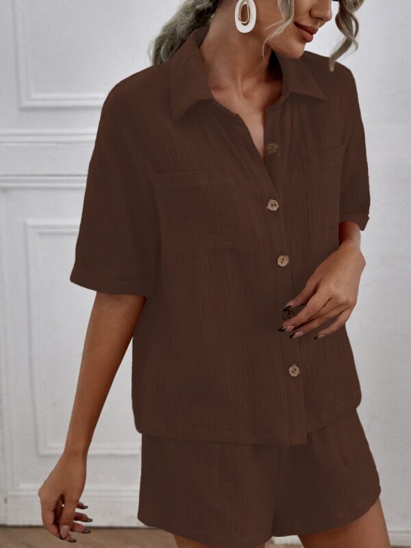 Conjunto Casual de Camisa y Shorts con Bolsillos - Image 5