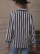 Camisa Manga Larga a Rayas Verticales con Botones