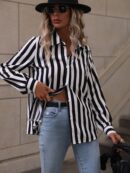 Camisa Manga Larga a Rayas Verticales con Botones
