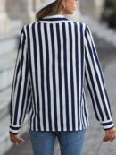 Camisa Manga Larga a Rayas Verticales con Botones