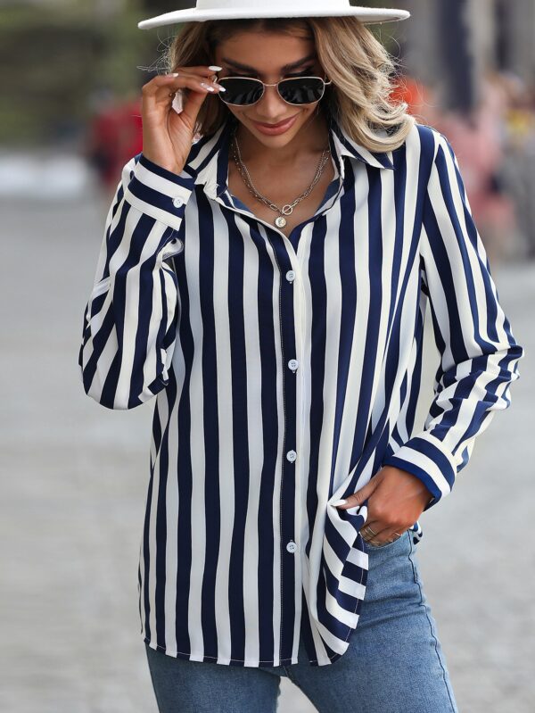 Camisa Manga Larga a Rayas Verticales con Botones - Image 17