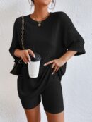 Conjunto Casual de Remera y Shorts Estilo Biker en Tejido Canale