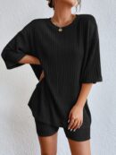 Conjunto Casual de Remera y Shorts Estilo Biker en Tejido Canale