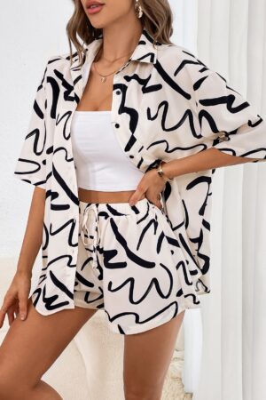 Conjunto Veraniego de Shorts y Camisa Estampada