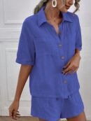 Conjunto Casual de Camisa y Shorts con Bolsillos