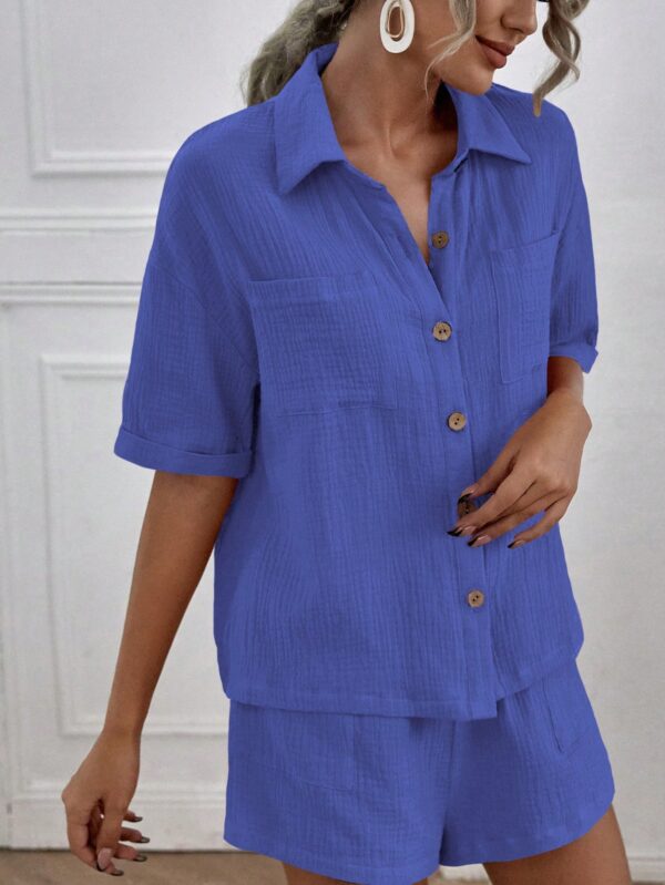 Conjunto Casual de Camisa y Shorts con Bolsillos - Image 18