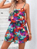 Mono Corto Boho con Estampado Completo y Volantes