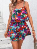 Mono Corto Boho con Estampado Completo y Volantes