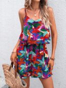 Mono Corto Boho con Estampado Completo y Volantes