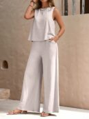 Conjunto Casual Top de Tirantes y Pantalón de Pierna Ancha