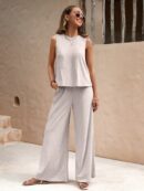 Conjunto Casual Top de Tirantes y Pantalón de Pierna Ancha
