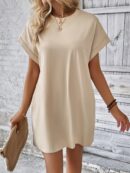 Vestido Casual Manga Murciélago con Bolsillo Oculto
