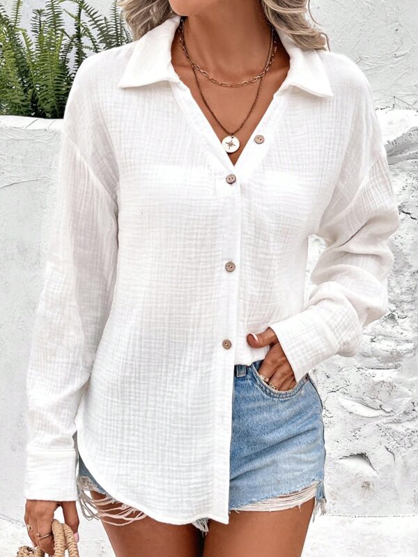 Camisa Larga con Hombros Caídos y Botones Frontales - Image 13