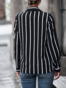 Camisa Manga Larga a Rayas Verticales con Botones