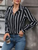 Camisa Manga Larga a Rayas Verticales con Botones