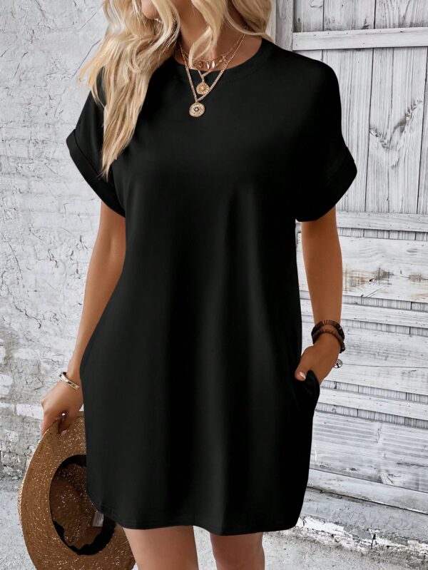 Vestido Casual Manga Murciélago con Bolsillo Oculto