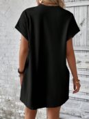 Vestido Casual Manga Murciélago con Bolsillo Oculto