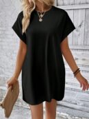 Vestido Casual Manga Murciélago con Bolsillo Oculto