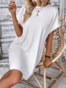 Vestido Casual Manga Murciélago con Bolsillo Oculto