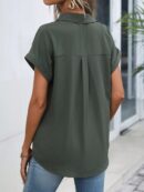 Camisa Casual de Manga Murciélago con Botones Frontales