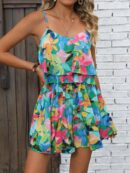 Mono Corto Boho con Estampado Completo y Volantes